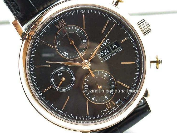 MIROTIME 0508 Portofino Chrono RG Black Dial on Black Leather Strap A HighPerformance 7389